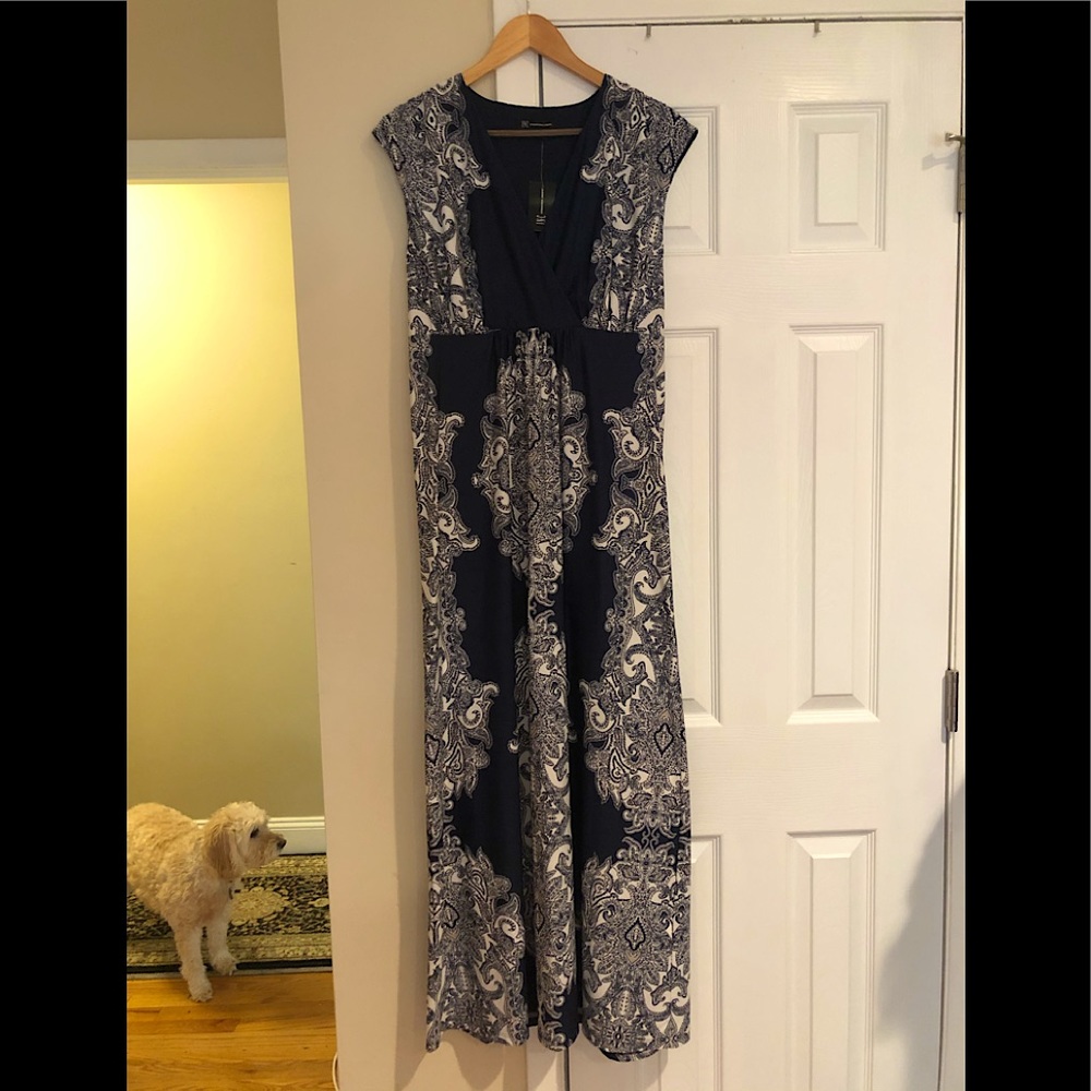 INC Navy & White Maxi Dress